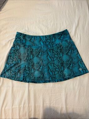 EleVen by Venus Williams Teal Snake-Print Athletic Mini Skirt